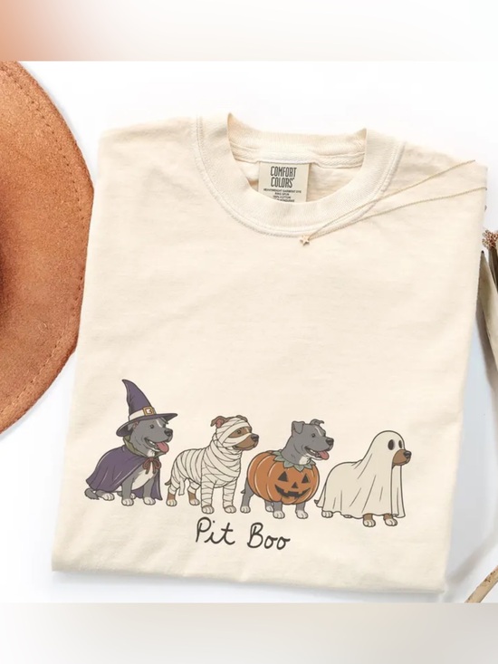 Comfort Colors Tops - Comfort Colors Ivory Pit Bull Halloween Graphic Tee